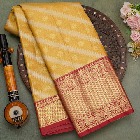 yellow with maroon combination tissue silk saree