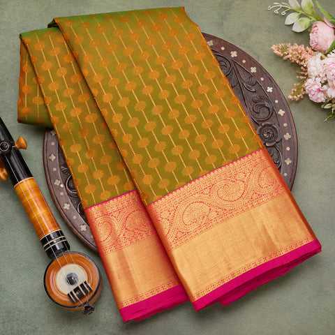 light green pik combination kanjivaram silk saree