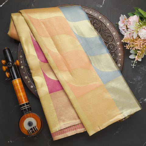 Multicolor Semi Silk Tissue Brocade Saree