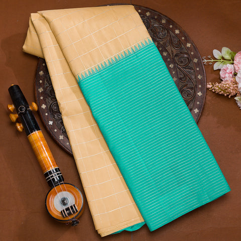 Beige kanjeevaram silk saree