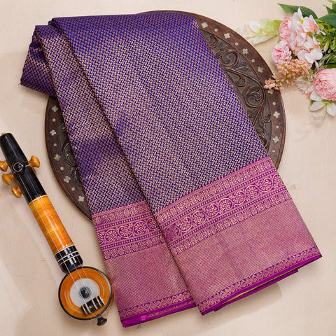 Ink Blue Kanjivaram Brocade Silk Saree